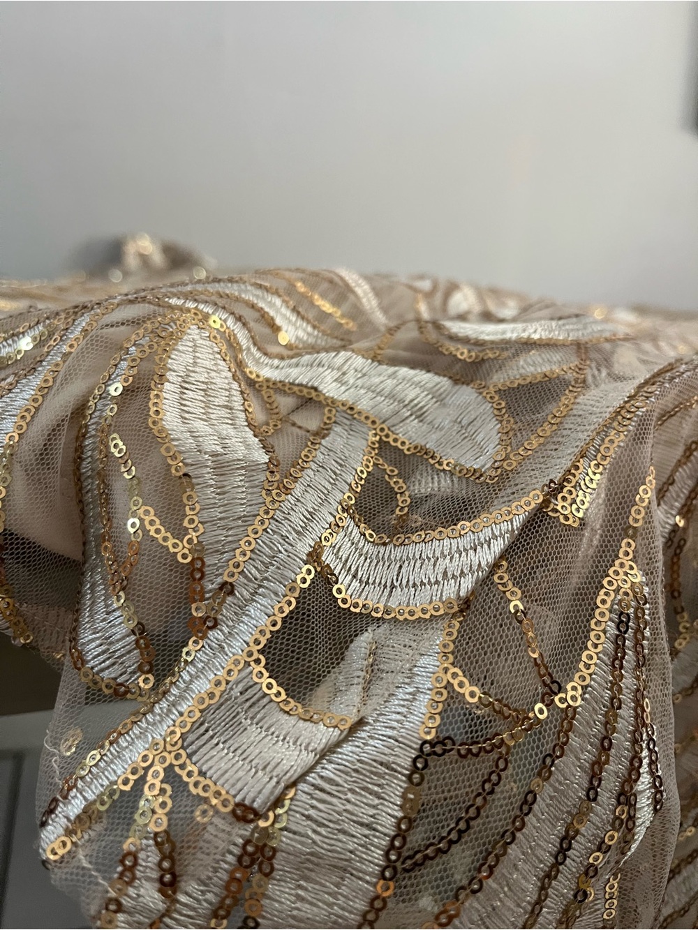 NWT Adrianna Papell Champagne Gold Embroidered A-Line Gown Size 6 - Picture 3 of 7